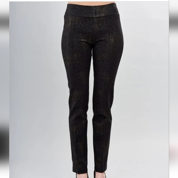 Insight New York  Straight Leg  Scuba Pants Black, Metallic Bronze Size 10 - Picture 1 of 7